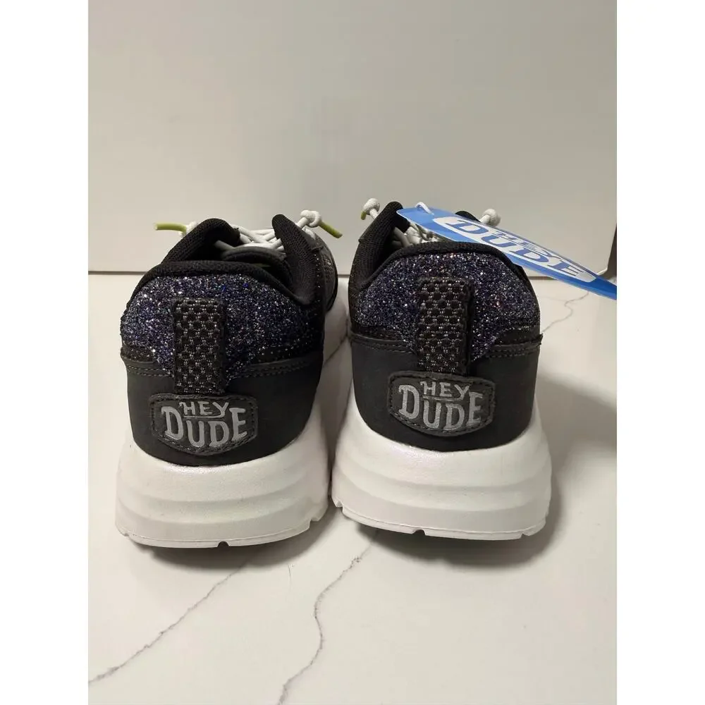Hey Dude Sirocco Alta W Glitter Shine Sneakers Black Women’s 7 NWOB